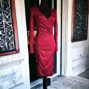 NWT AX PARIS (6) Style # DW1226 Burgundi Midi Dress